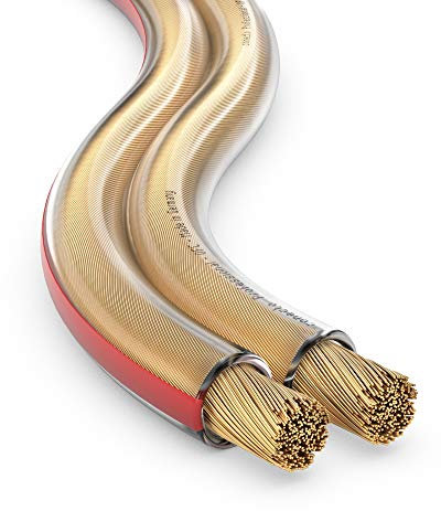 conecto Lautsprecherkabel OFC Professional UltraFlex 2x1,5mm² Kabel Querschnitt (99,9% OFC Vollkupfer 189x0,10mm Litze) HiFi Audio Lautsprecher Boxenkabel, 20m, transparent