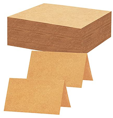 BELLE VOUS 200er Pack Kraftpapier Karten - Tisch Namensschilder Hochzeit Platzkarten 9 x 10cm - Rustikale Braune Tischkarten - Perfekt für Partys, Sitzordnung, Restaurants & Hochzeit Tischkarten