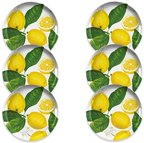 Lemon Fresh Melamine/Plastic/BBQ/Outdoor Side/Salad Plates Set (6)