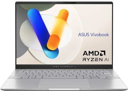 ASUS Vivobook S 14 OLED M5406WA#B08H1KCVGC, Notebook in alluminio con Monitor 14 OLED Anti-glare, Processore AMD Ryzen AI 9 HX 370, RAM 32GB, 1TB SSD PCIE, Windows 11 Home, Argento