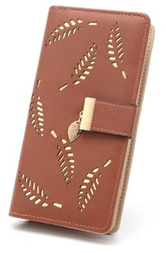 CHAOFANXI Portefeuille pour Femme, Porte Monnaie Femme, Porte-Monnaie en Cuir Bifold Wallet en Cuir Porte-Cartes en Cuir Porte-Monnaie en Cuir (Marron)