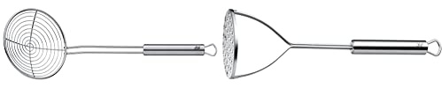 WMF Profi Plus Schaumlöffel Edelstahl 36,5 cm und Kartoffelstampfer 28,5 cm, Cromargan Teilmattiert, Spülmaschinengeeignet