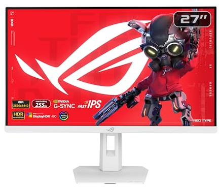 ASUS ROG Strix XG27ACSR-W 27 Zoll QHD Fast IPS 220Hz Weiß Gaming Monitor | 133% sRGB, 0,3ms, ELMB Sync, DisplayHDR 400, Höhenverstellbar, FreeSync Premium, G-SYNC kompatibel, für PS5