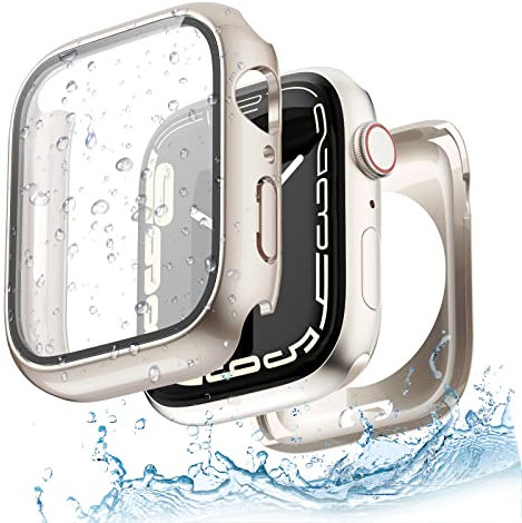 Yolovie 2 in 1 Wasserdichte Hülle Kompatibel für Apple Watch SE SE2 Series 6 5 4 40mm Zubehör, iWatch Glas Displayschutz PC Hard Schutz Case Schutzhülle+Hinterer Rahmenfür Damen Herren 40mm Polarstern
