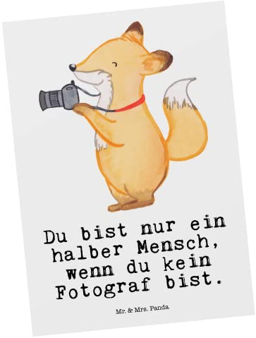 Mr. & Mrs. Panda Postkarte Fotograf Herz - Geschenk, Ausbildung, Beruf, Grußkarte, bildkarte, Fotografie, Postkarten, Ansichtskarten, Ansichtskarte