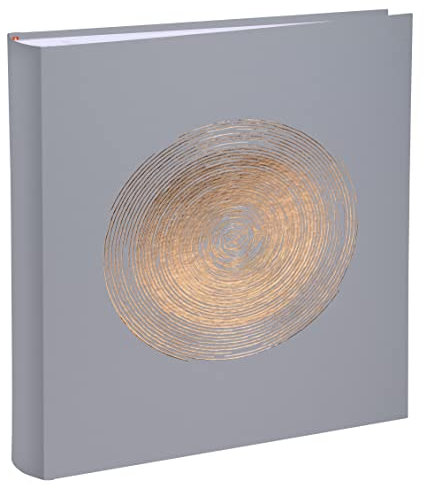 Exacompta - Rif. 16265E - Album fotografico libro ELLIPSE - 300 foto - 60 pagine bianche - formato 29 x 32 cm - copertina in similpelle grigia con marcatura oro rosa a forma di ellisse
