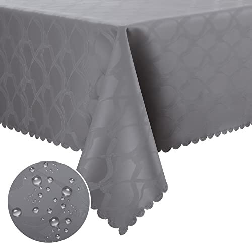 Homaxy PU Tischdecke Abwaschbar Lotuseffekt Hochwertig (350g/m²) Eckig 140 x 180 cm Tischtuch Ornamente Tafeldecke Wasserabweisend Tischwäsche Fleckschutz pflegeleicht, Grau