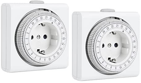G-Homa Lot de 2 minuteries mécaniques analogiques pour l'intérieur avec 96 segments, intervalle de commutation de 15 min, cycle marche/arrêt quotidien, pour décoration de Noël, sécurité enfant,