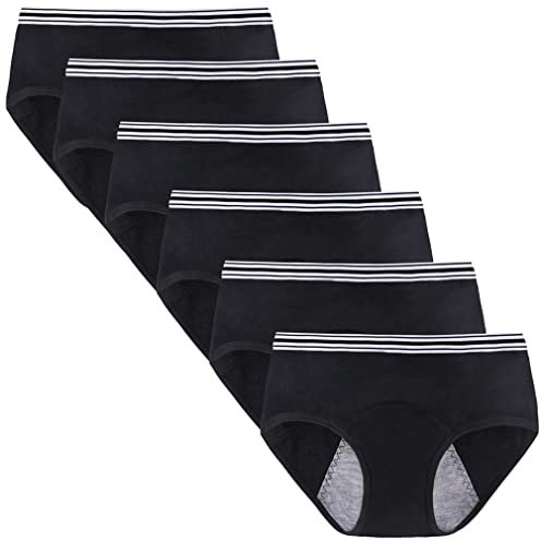 Anntry Teenager-Mädchen Baumwolle Unterwäsche Menstruationshose auslaufsicher Schlüpfer mittlere Taille solide Höschen für Teenager im Alter von 10–12 (6 Stück) (Muss mit Tampons verwenden)