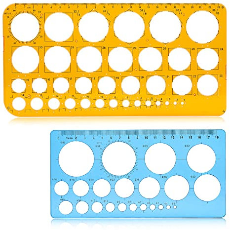 Namner Kreis Schablone Vorlage, kreisschablone, Kreis Schablone Kreisen, Kreis Schablonen zum Malen, Kreis Lineal für Zeichenhilfen, Quilling Schablone, Transparent, Blau & Orange