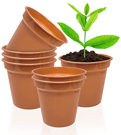 WINSOME 7 Pcs Plastic Plant Pot with Drainage Hole,10CM/4 Long Nursery Plant Pots, Terracotta Pots, Flower Pots for Indoor & Outdoor | Ideal for Cultivation, Terracotta