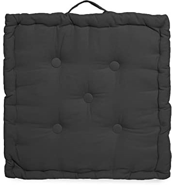 Roseley 100% Cotton Seat Booster Chair Pad 45 x 45cm Thick Sofa Armchair Seat Cushion Firm Support Adults Elderly Pregnancy Pets Chunky Dining Cushion [Black]