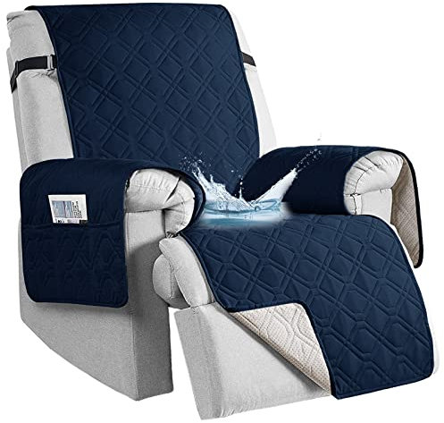 aolceth Sesselschoner für Fernsehsessel, 100% Wasserdicht Sesselbezug für Relaxsessel, Anti-Rutsch Antifouling 1 Sitzer Sesselschoner mit Taschen,Möbelschutz, 91x79in