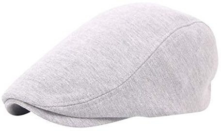 hahuha Ohrenmütze Herren Schwarzer Grauer Herringbone-Nachrichtenjunge Flache Mütze Herren Hut Feldmütze (White, One Size)