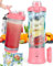 DreamHigh Batidora de Vaso Portatil, 600ml Licuadora Portátil con 6 Cuchillas, 4000 mAh Mini Licuadora Recargable Para el Hogar, la Oficina, el Camping y Los Viajes