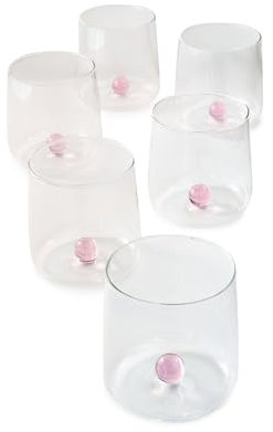 Zafferano Bilia - Set di 6 bicchieri da donna, taglia unica, colore: rosa