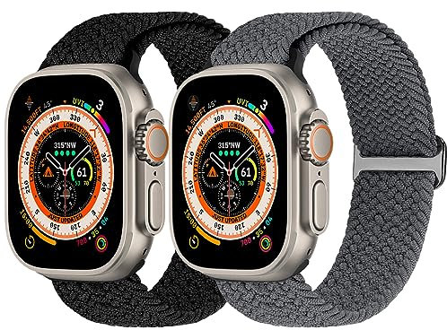FAKBKE Braided Elastic Strap Compatible with Apple Watch 38mm 40mm 41mm 42mm 44mm 45mm 49mm Women Men, Stretchy Nylon Bracelets Solo Loop Wristband for iWatch Ultra/Ultra 2/Series SE 9 8 7 6 5 4 3 2 1