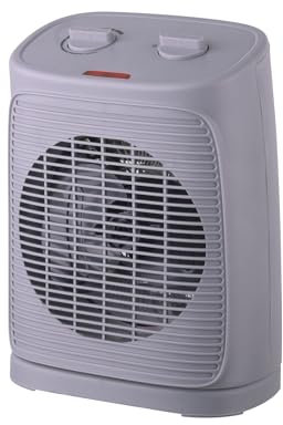KASANOVA Termoventilatore oscillante grigio 2000 W, termoventilatore da bagno, stufa elettrica, termoventilatore aria calda, scaldino elettrico
