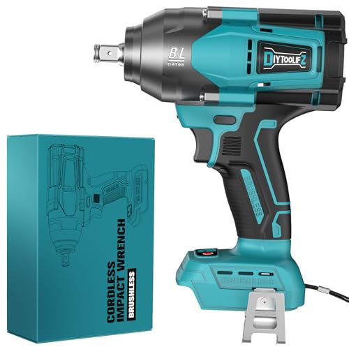 DIYtoolifz Cordless Impact Wrench 1/2 inch for Makita 18V Battery, 600Ft-lbs(850N. m) Brushless High Torque Power Tool with LED Work Light and Belt Clip (Tool Only)