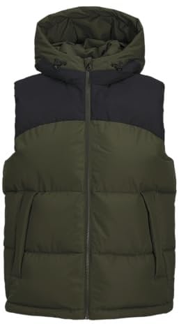 JACK&JONES Herren JCOAERO Bodywarmer Hood Weste, Forest Night/Detail:Black Blocking, M