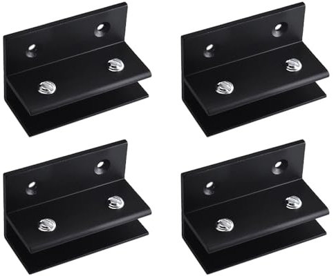 Lot de 4 pinces en verre en forme de F, supports muraux pour étagère en verre, supports de fixation pour panneau d'étagère miroir, serrage de 8 à 10 mm [noir]
