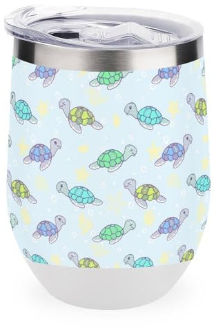 Carino Turtles divertente in acciaio inox Tumblers personalizzato vino Tumbler tazza da viaggio con coperchio 12oz