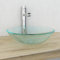 CIADAZ Waschbecken gehärtetes Glas 42 cm transparent, Aufsatzwaschbecken, Bathroom Sink, Waschtisch, Aufsatzbecken, Ablaufgarnitur - 142229