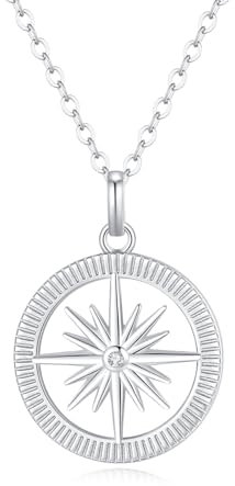 GAVU Collana Argento 925 Donna Collana Catena in Argento Sterling con Ciondolo Bussola, Regalo per Fidanzata Mamma
