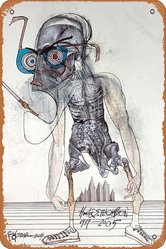 Vintage Blechschilder Hunter S. Thompson von Ralph Steadman Poster es 20,3 x 30,5 cm