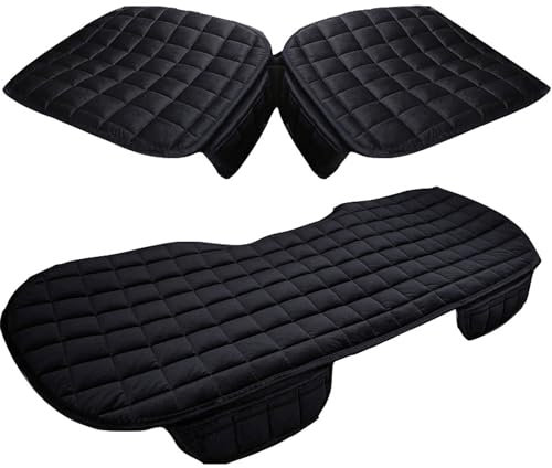 TOOSOAR® Sitzauflage Auto, Universal rutschfest Autositzauflage, 3PCS Autositzkissen für Auto-Vordersitzbezüge und Rücksitzbezüge, Schwarz