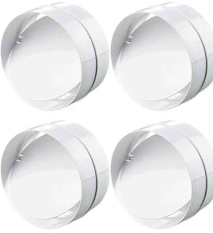 Pack of 4 Duct Backdraft Blocker 4 Inch / 100mm Pipe Connector with Backdraught Shutter, Backdraft Damper Dryer Vent Hose, Inline Extractor Fan Vent Back Draught Shutter