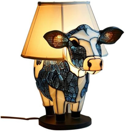 Allayu Multifunktionale Cowhead Schreibtischlampe für Schlafzimmer und Büros, Heimtextilien aus Kunstharz, kreative Nachttischlampen Ornamente aus Kunstharz