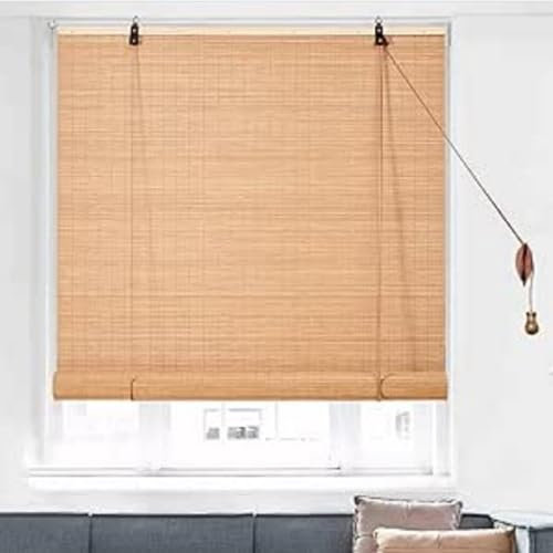 FENGSHOUU Natürliche Bambusrollo Bambus Sichtschutz Rollo,60% Blickdicht Raffrollo,Sonnenschutz Seitenzugrollo,Decken- oder Wandmontage,für Türen & Fenster,Anpassbar,Breite×Höhe (180cm x 100cm)