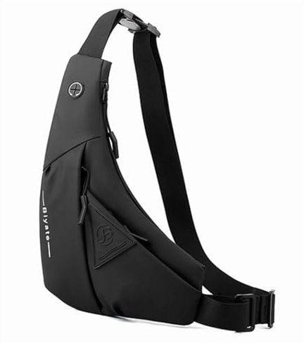 Sling Crossbody Bag, Umhängetasche Unisex, Lässige Brusttasche Wasserdicht Leicht Gym Backpack, Diebstahlsicher Sling Rucksack, mit Verstellbarem Schultergurt, für Outdoorsport, Reisen (Schwarz)