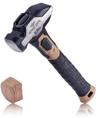Spec Ops Tools Blacksmith Hammer, 2.5 lb Sledge Hammer with Removable Soft Mallet Cap & Bi-Material Shock Absorbing & Vibration Dampening Handle, 3% Donated to Veterans, Black/Tan