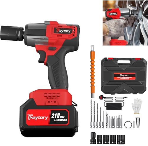 2-in-1 Cordless Power Impact Wrench, 21V Electric Brushless Driver 550N.m. 1/2 Chuck High Torque 4pc Impact Drill Sockets Fast Charger & Home Tools Kit Set - Orange