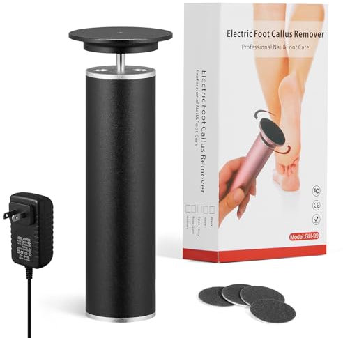 Lima eléctrica profesional para pies, ajustable, giratoria, electrónica, removedor de callos para el hogar y el salón de uñas, con 60 discos de papel de lija de repuesto, color negro