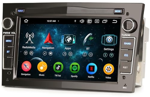 erisin Android 14 Autoradio 8 Core 4GB+64GB per Opel Astra H Corsa C Corsa D Vectra Zafira Signum Supporto Carplay Android Auto GPS DSP Bluetooth 5.0 WiFi 4G FM Radio Navigatore Dab+