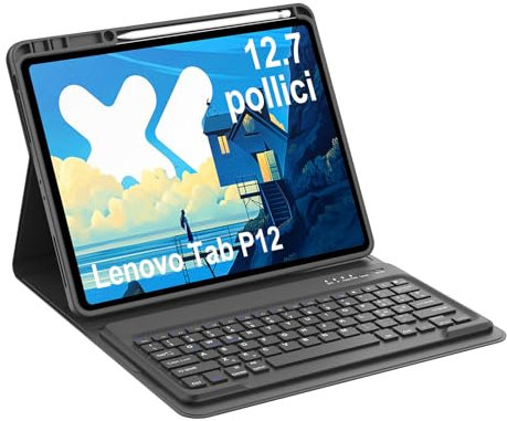 Occtingkind, Tastiera per Lenovo Idea Tab Pro, Cover con Tastiera per Lenovo Idea Tab Pro Tablet 12,7 pollici, Cover Bluetooth Keyboard Lenovo Idea Tab Pro 2025, Italiano layout, USB C, Nero