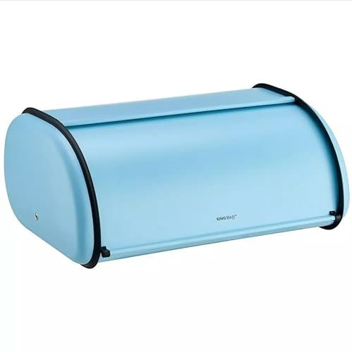 KING HOFF Brotkästen, Brotaufbewahrungsbox, Geräumiger Brotkasten aus Metall, Brot und Kekse Lange Aufbewahren und Frisch,44cm x27cm x18,5cm (Blau)