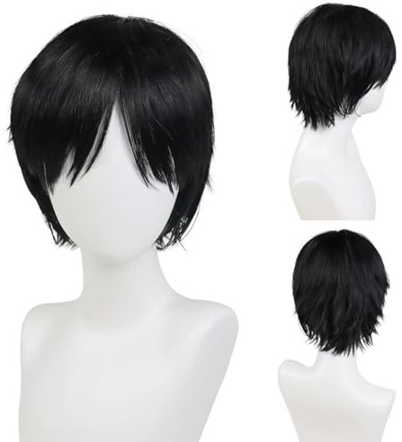 GNIMEGIL Short Pixie Cut Wigs for Women, Petite Size Straight Black | No Lace Machine Made Wig, Realistic Heat Resistant Hair for Daily Cosplay