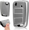 3 Bouton Housse de Protection Porte-clés pour VW Golf 7 MK7 GTI Skoda Seat Leon Octavia Polo Seat Ibiza T1guan Tarraco Coque De Clé De Voiture en Silicone VW Polo, Porte Boitier Clef VW Golf (Gris)