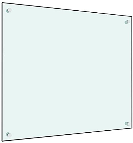 Myheimly Küchenrückwand Spritzschutz Fliesenspiegel Glasplatte Rückwand Herdspritzschutz Wandschutz Herd Küche Hartglas Weiß,70 x 60 cm