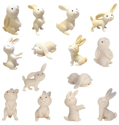 14 Stück Osterhasen Deko Figuren,Miniatur Kaninchen,Kleine Osterhasen,Mini Hasen Figuren,Kleine Hasen Figuren,Mini Hase Deko, Ostern Desktop Ornament Frühling Festival Ornamente Party Dekoration