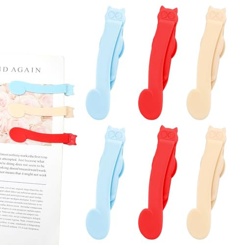APOMOONS 6 Stück Lesezeichen Personalisiert aus Silikon,Lesezeichen Kinder Bookmark Lesen Zubehör Pagemarker,Automatisches Lesezeichen Automatic Bookmark (Rot, Beige, Blau)