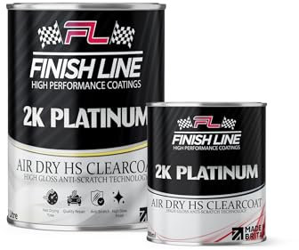 FINISH LINE 2K Platinum Air Dry Clearcoat 1.5l Kit, 1L Clear Coat with 500ml Hardener, Ultra-Fast Drying, High Gloss Finish