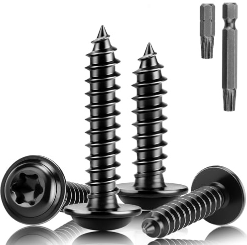 XRXYMQ 80 pezzi viti a testa bombata in acciaio inox M4 x 20 mm, viti per legno Torx A2 V2A, viti per lamiera nere autofilettanti con rondella, viti per pannelli acustici, veicoli e cantieri