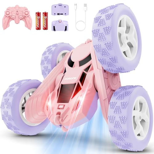 cosone Voiture Télécommandée RC Stunt Car 2,4 GHz 360 ° Flip Crawler avec Lumière LED et Piles Modulaires USB-C pour l'intérieur et l'extérieur - Jouet Cadeau pour Filles et Garçons de 6 à 12 Ans