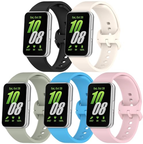 Hgsxst 5 PACK Silicone Straps Compatible with Samsung Galaxy Fit 3, Soft Adjustable Sport Breathable Replacement Watch Strap Loop for Galaxy Fit 3 SM-R390 Smartwatch Accessories Women Men