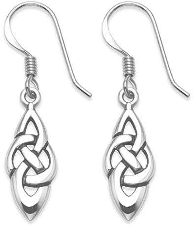 Gift Boxed Sterling Silver Celtic Earrings - SIZE: Small - 17mm (plus ear wires - total length 32mm) 6401